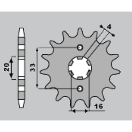 FRONT SPROCKET Z (A4240421130) 514 / 13tooth. KAWASAKI Z 250 '81-'82, GPZ 500 R '88-'90, GPZ 600 '85-'90, ZZR 600 '93-'0