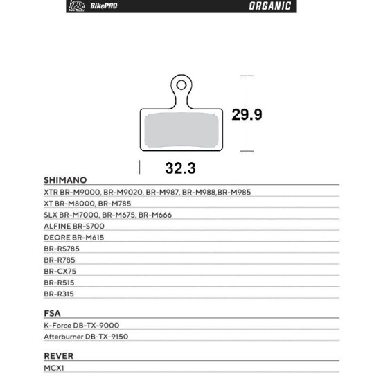 MOTO-MASTER SALE BIKE PRO ORGANIC BICYCLE BRAKE PADS FITS SHIMANO XTR BR-M9000, BR-M9020, BR-M987, BR-M988, BR-M985, XT 