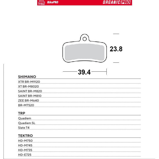 MOTO-MASTER SALE BIKE PRO ORGANIC PRO BICYCLE BRAKE PADS FITS SHIMANO XTR BR-M9120, XT BR-M8020, SAINT BR-M820, SAINT BR