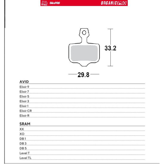MOTO-MASTER SALE BIKE PRO ORGANIC BICYCLE BRAKE PADS FITS AVID ELIXIR 9 / 7 / 5 / 3 / 1 / CR / R, SRAM XX, XO,DB1,DB 3, 