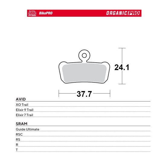 MOTO-MASTER SALE BIKE PRO ORGANIC PRO BICYCLE BRAKE PADS FITS AVID XO TRAIL, ELIXIR 9 TRAIL, ELEXIR 7 TRAIL, SRAM QUIDE 