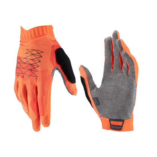 LEATT CYCLING GLOVES (CHILDREN'S) MTB 1.0 GRIPR GLOVE JUNIOR FLAME COLOR ORANGE SIZE M