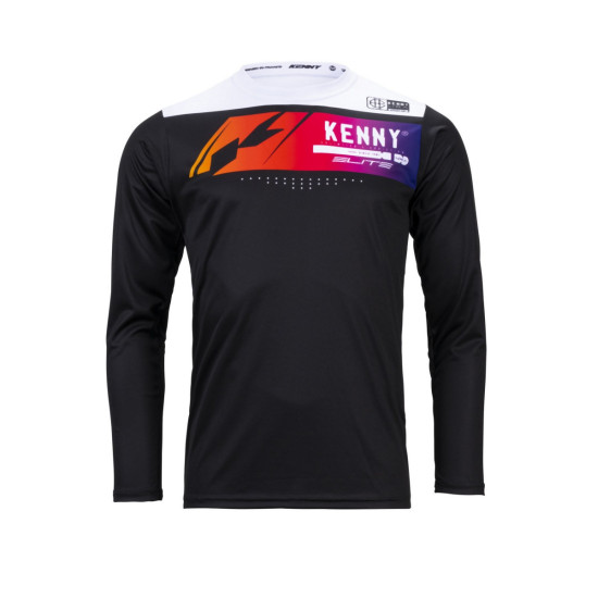 KENNY RACING MTB CYCLING JERSEY ELITE BLACK COLOR BLACK / WHITE / BLUE SIZE L