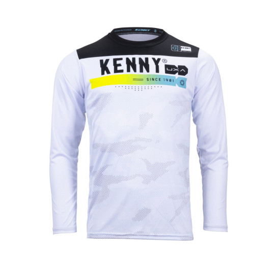 KENNY RACING IŠPARDAVIMAS MTB DVIRAČIŲ MARŠKINĖLIAI ELITE CAMO BALTA SPALVA BALTA / JUODA S DYDIS