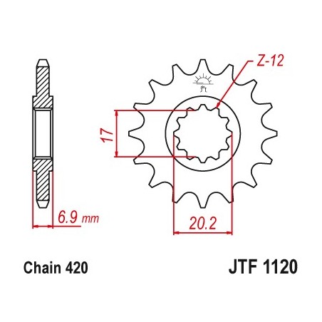 Minarelli AM6 front drive sprocket