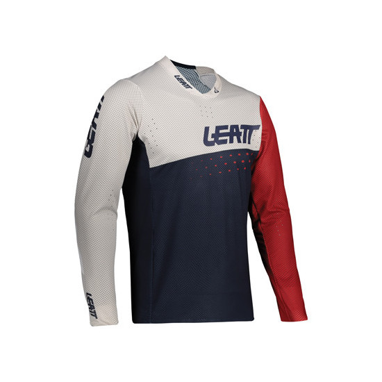 LEATT CYCLING JERSEY (CHILDREN'S) MTB GRAVITY 4.0 JUNIOR JERSEY CORAL COLOR NAVY / WHITE / RED SIZE S (120-130 CM)