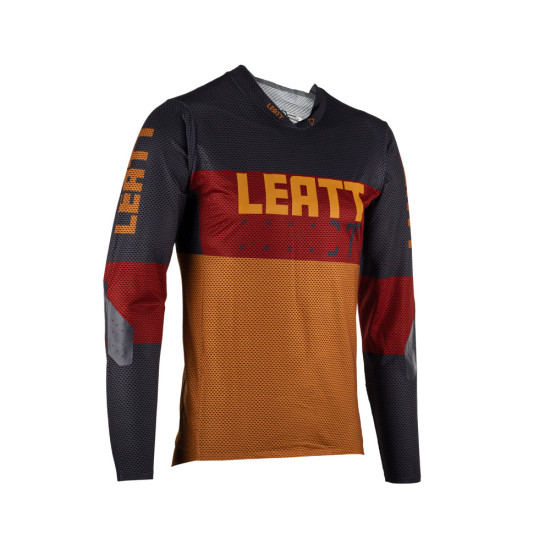 LEATT MTB GRAVITY 4.0 JERSEY SUEDE RUST / BLACK / BURGUNDY SIZE S