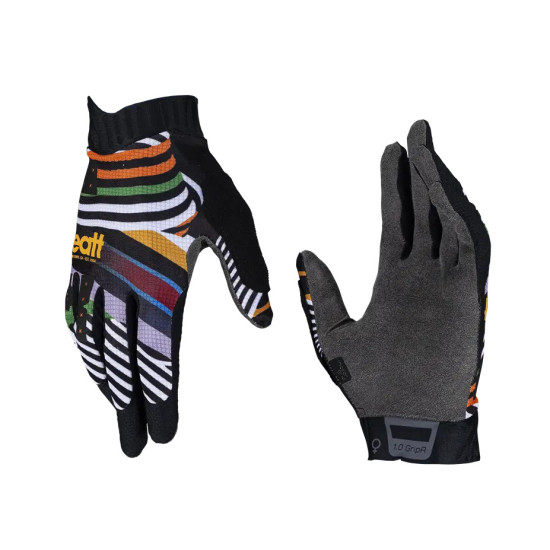 LEATT CYCLING GLOVES (WOMEN'S) MTB 1.0 GRIPR WOMEN GLOVE STRIPES COLOR BLACK / MULTICOLOR SIZE S