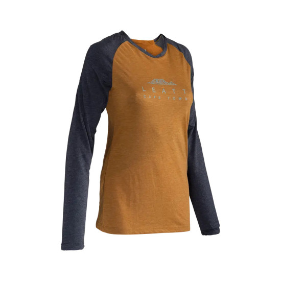 LEATT CYCLING JERSEY (WOMEN) MTB ALLMTN 3.0 JERSEY WOMEN PEANUT COLOR BROWN / BLACK SIZE XS
