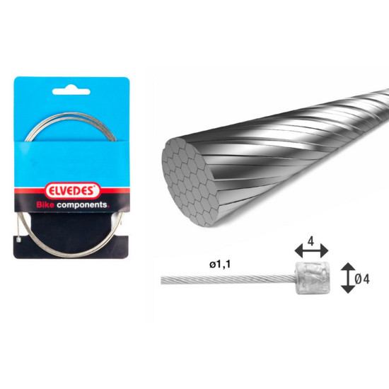 ELVEDES IŠPARDAVIMAS NERŪDIJANČIO PLIENO ŠLIFUOTAS PAVARŲ PERJUNGIMO TROSAS, ILGIS 2250 MM, 1 VNT.