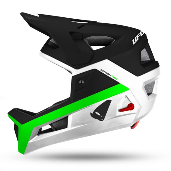 UFO 2026 / 04 MTB / E-BIKE HELMET DEFCON-TWO WITH DETACHABLE MOUTH COLOR WHITE / BLACK / GREEN SIZE XS / S / M (HE15002K