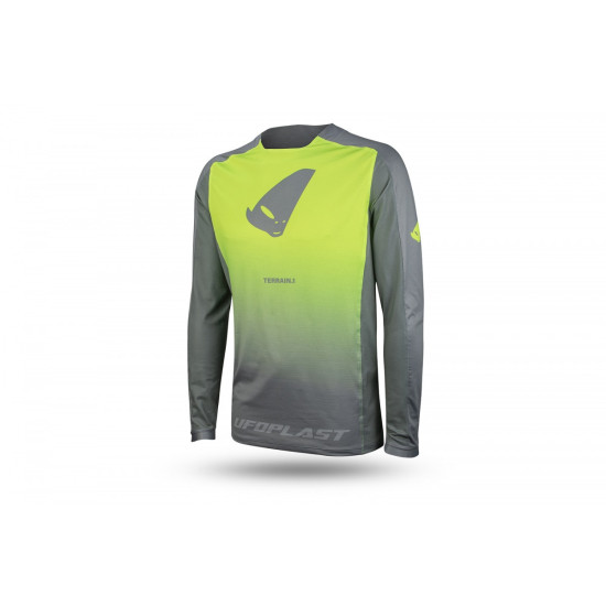 UFO MTB / E-BIKE TERRAIN LV1 JERSEY MADE IN ITALY (LONG SLEEVE) COLOR GREY / FLUO YELLOW SIZE XL - COLLECTION 2025 / 202