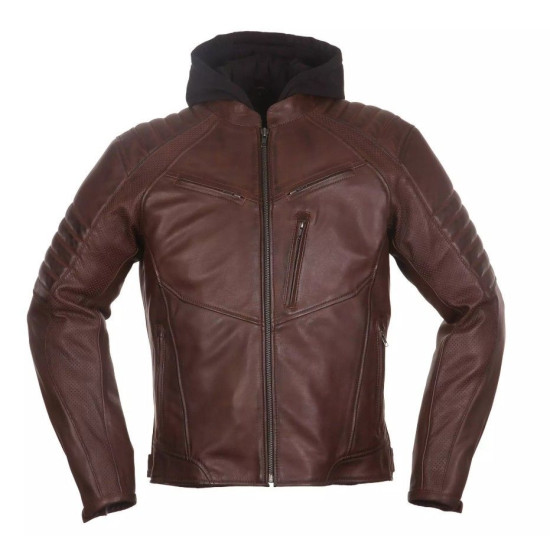 MODEKA BAD EDDIE LEATHER JACKET, DARK BROWN, SIZE L