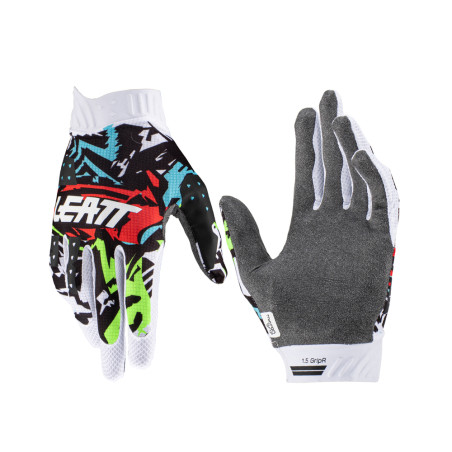 LEATT (2023) pirštinės MOTO 1,5 GRIPR GLOVE ZEBRA spalva juoda/mėlyna/raudona/balta dydis L