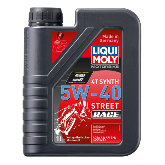 LIQUI MOLY SINTETINĖ MOTOCIKLŲ 4T VARIKLIŲ ALYVA 5W40 RACE 1L (6)
