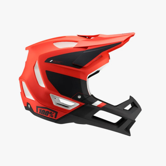 100 PERCENT MTB dviratininko šalmas „TRAJECTA“ raudonas fluorescencinis / juodas, dydis L (58–61 CM)
