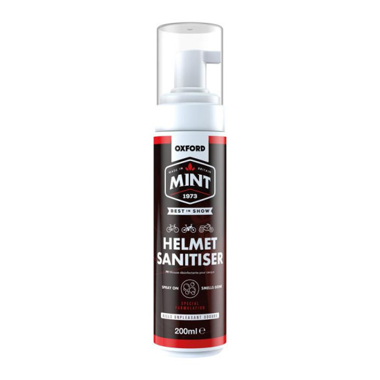 OXFORD MINT HELMET SANITISER FOAM FOR DISINFECTION AND CLEANING THE INTERIOR OF HELMETS/BOOTS/GLOVES 200ML