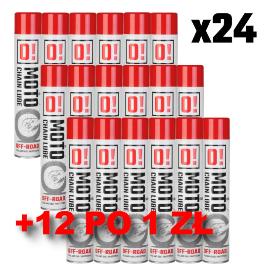 OMOTO SET OF 24 CHAIN LUBE SPRAY 750ML OFF ROAD O! CHAIN LUBE + 12 PIECES OF 1 PLN CHAIN LUBE SPRAY 750ML OFF ROAD - BOX
