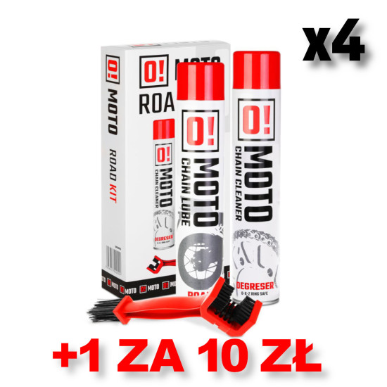 OMOTO 4+1 CHAIN CLEANING AND LUBRICATION KIT ROAD O! CHAIN CARE AND PROTECTION 2+1 SET WITH BRUSH (2 X 750ML) (O!MOTO) (