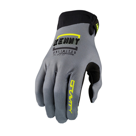 KENNY RACING CROSS / ENDURO / MTB CYCLING GLOVES MODEL GRAVITY GREY / NEON YELLOW COLOUR GREY / BLACK / FLUO YELLOW SIZE