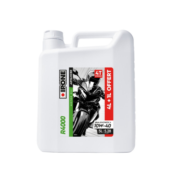 IPONE R4000 10W40 SEMI-SYNTHETIC PLUS MOTOR OIL 5L (ESTER, MA2) - PROMOTION 4+1 (AKC) (4) REPLACES 800031