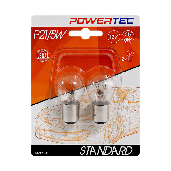 POWERTEC M-TECH lemputė 12V 21/5W 1X5D standartinė (2 vnt.)