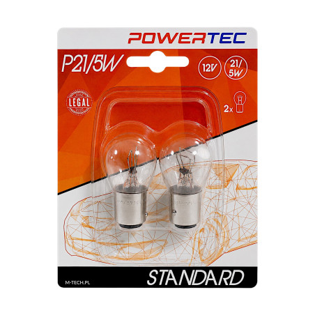 POWERTEC M-TECH lemputė 12V 21/5W 1X5D standartinė (2 vnt.)