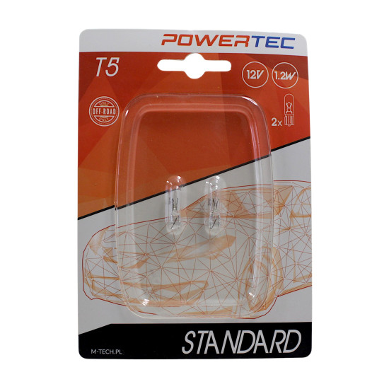 POWERTEC M-TECH lemputė 12V 1.2W W2X4 6D T5 standartinė (2 vnt.)