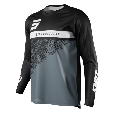 SHOT RACING (2022) marškinėliai MOTO DEVO ROLL BLACK spalva juoda/pilka/balta dydis S