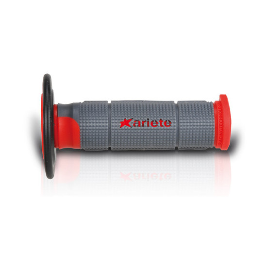 ARIETE OFF ROAD GRIPS TRINITY (115 MM) WITHOUT HOLE COLOUR GREY RED BLACK (3 COMPONENTS) PROFESSIONAL (12)