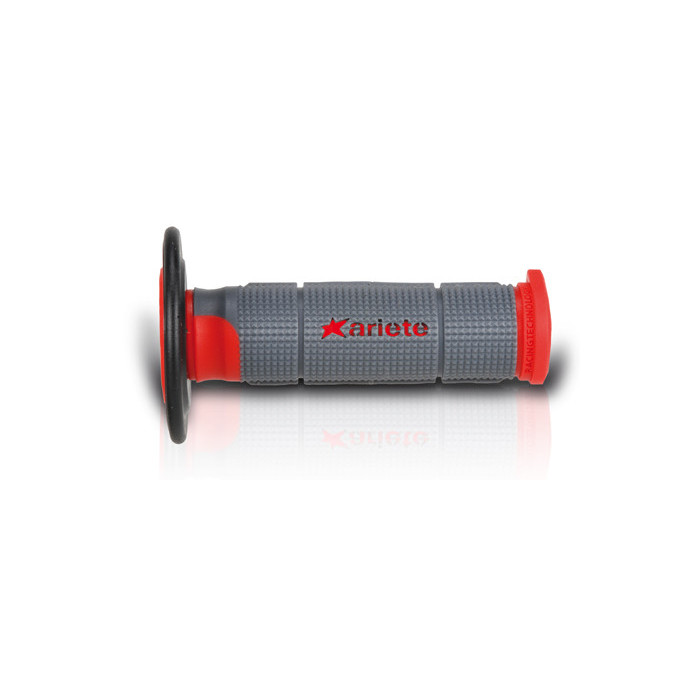 ARIETE OFF ROAD GRIPS TRINITY (115 MM) WITHOUT HOLE COLOUR GREY RED BLACK (3 COMPONENTS) PROFESSIONAL (12)