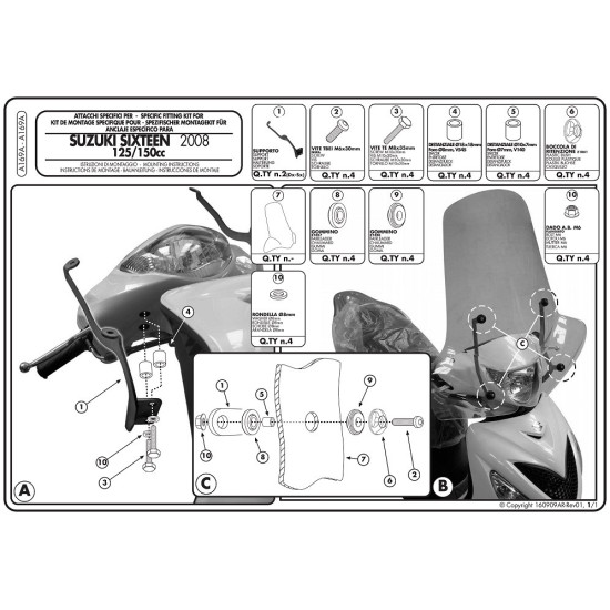KAPPA WINDSCREEN MOUNT SUZUKI SIXTEEN 125-150 (08-12)