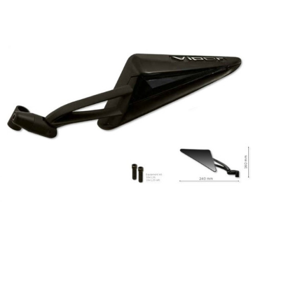 FAR MIRROR LEFT VIPER TRIANGULAR, BLACK M 10-X1.25 (LEFT+RIGHT THREAD)