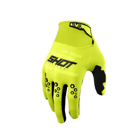 SHOT RACING (2022) pirštinės CROSS/ENDURO GLOVES VISION NEON YELLOW spalva geltona FLUO dydis 10