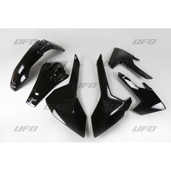 UFO PLASTIKINIS RINKINYS HUSQVARNA TE / TX 125 / 250 / 300 '17-19, FE 250 / 350 / 450 / 501 '17-19, JUODA SPALVA (HU618E