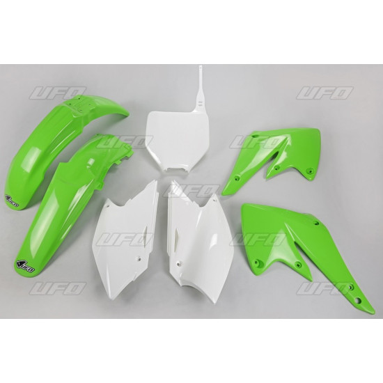 UFO PLASTIC SET KAWASAKI KXF 250 '04-'05 OEM COLOR (GREEN/WHITE) (KA203E999)