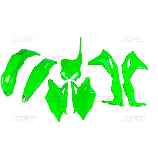 UFO PLASTIC SET KAWASAKI KXF 250 '17 COLOR FLUO GREEN (KA224AFLU)