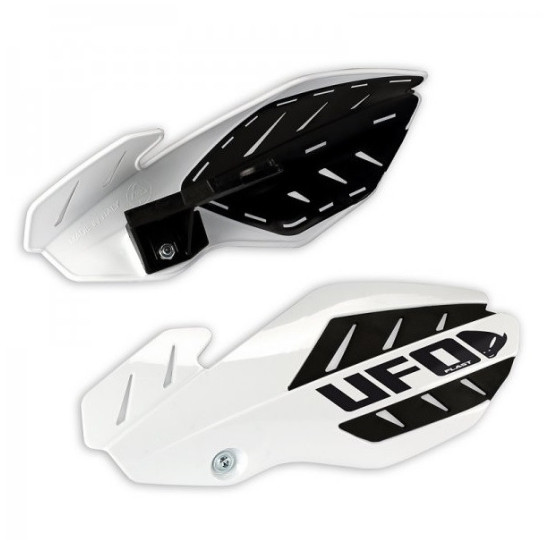 UFO HAND GUARDS FLAME HUSQVARNA TC / TE 125 '14-'20, FC '16-'20 COLOR WHITE / BLACK (WITH MOUNTS) - REPLACED BY PM016520