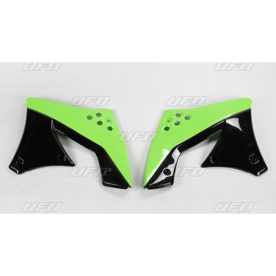 UFO RADIATOR GUARDS KAWASAKI KXF 250 '09-'12 OEM COLOR (GREEN/BLACK)