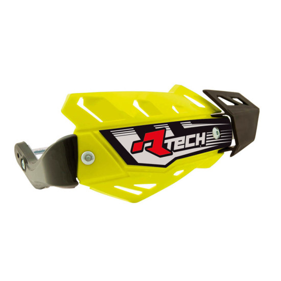 RACETECH (RTECH) FLX ATV / QUAD HAND GUARDS NEON YELLOW (WITH 3 TYPES OF HANDLEBAR MOUNTS)