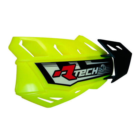 RACETECH (RTECH) FLX CROSS / ENDURO RANKŲ APSAUGOS, NEONINĖS GELTONOS (SU 2 TIPŲ VAIRO IR RANKENOS LAIKIKLIAIS)