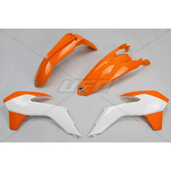 UFO KTM EXC '14-'16 PLASTIKO RINKINYS, ORIGINALIOS SPALVOS '15-'16 (ORANŽINĖ/BALTA) (KT516E999W)