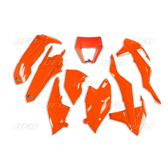UFO KTM EXC / EXC-F TPI '17-'19 PLASTIC SET WITH LAMP COVER FLUO ORANGE (KT523FFLU)
