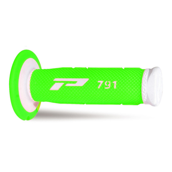 PROGRIP PG791 OFF ROAD GRIPS (22+25MM, 115MM LENGTH) WHITE / GREEN FLUO (TWO-COMPONENT) (791-241) (PG791WH / GRF)