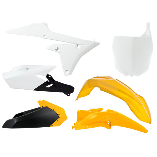 RACETECH (RTECH) PLASTIKINIŲ DALIŲ RINKINYS YAMAHA YZF 250 (14-18) YZF 450 (14-17) SPALVA BALTA JUODA GELTONA RIBOTAS LE