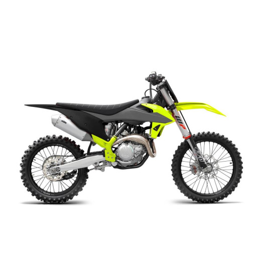 UFO KTM SX / SXF '19-'22 PLASTIKINIS KOMPLEKTAS PILKAS / JUODAS / FLUO GELTONAS (ĮSKAITANT RĖMO APSAUGAS, RĖMO APSAUGAS 