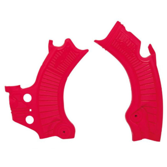 RACETECH (RTECH) FRAME GUARDS (SET) BI-MATERIAL SUPER GRIP HONDA CRF 450 R / RX '21-'24, CRF 250 R / RX '22-'24 RED