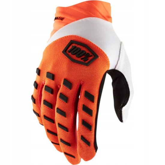 100 PERCENT CROSS / ENDURO PIRŠTINĖS AIRMATIC FLUO ORANŽINĖS SPALVOS FLUO ORANŽINĖ / BALTA / JUODA XL DYDIS