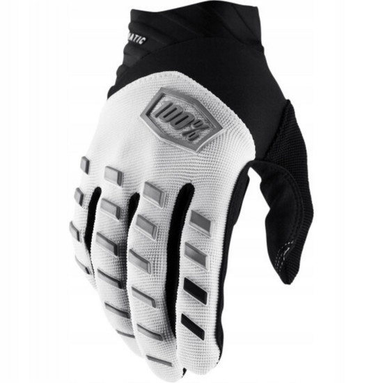 100 PERCENT CROSS / ENDURO AIRMATIC BALTOS PIRŠTINĖS SPALVA BALTA / JUODA DYDIS M