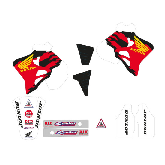 TECNOSEL (BLACKBIRD) STICKER SET + SEAT COVER HONDA CR 125 '95-'97, CR 250 '95-'96 REPLICA TEAM HONDA '95 USA